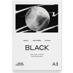 PaperConcept Blok uniwersalny Mix Media Black - - smooth A4 280 g 25 ark. ><noscript><img width=