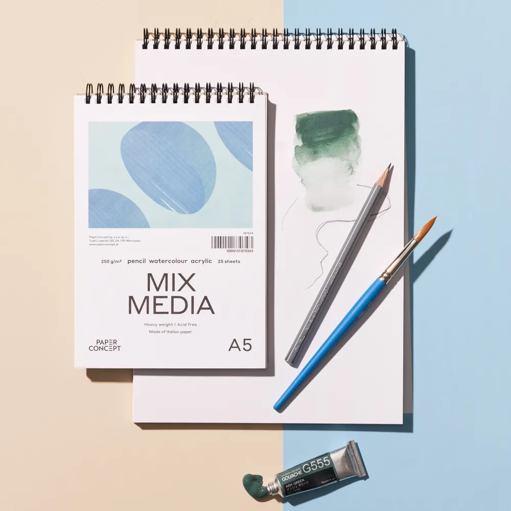 PaperConcept Blok uniwersalny Mix Media na spirali - - medium grain A4 250 g 25 ark. > Papier Do Akwareli|Bloki Uniwersalne