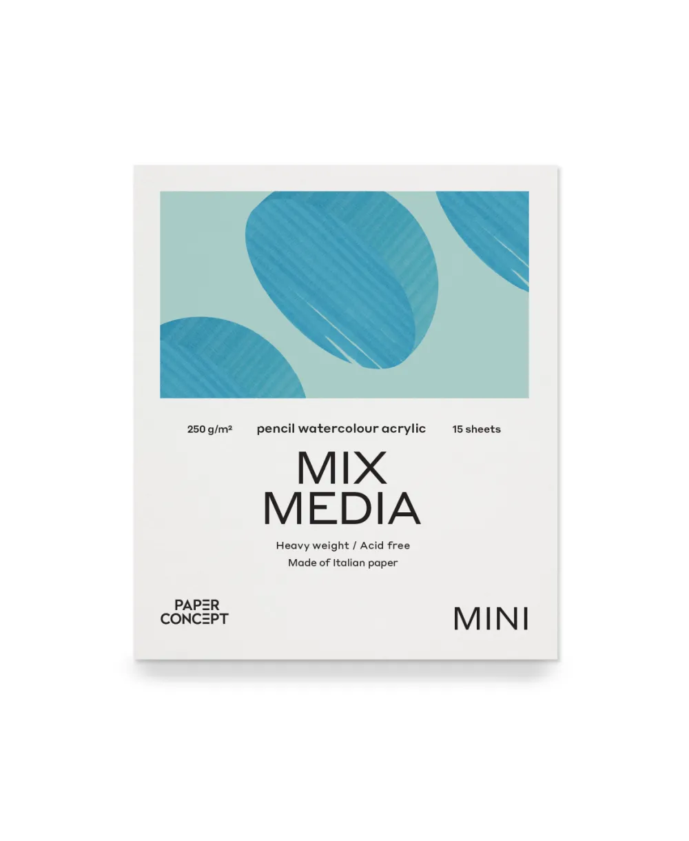 PaperConcept Blok uniwersalny Mix Media - - medium grain 9 x 10,5 cm 250 g 15 ark. > Papier Do Akwareli|Bloki Uniwersalne
