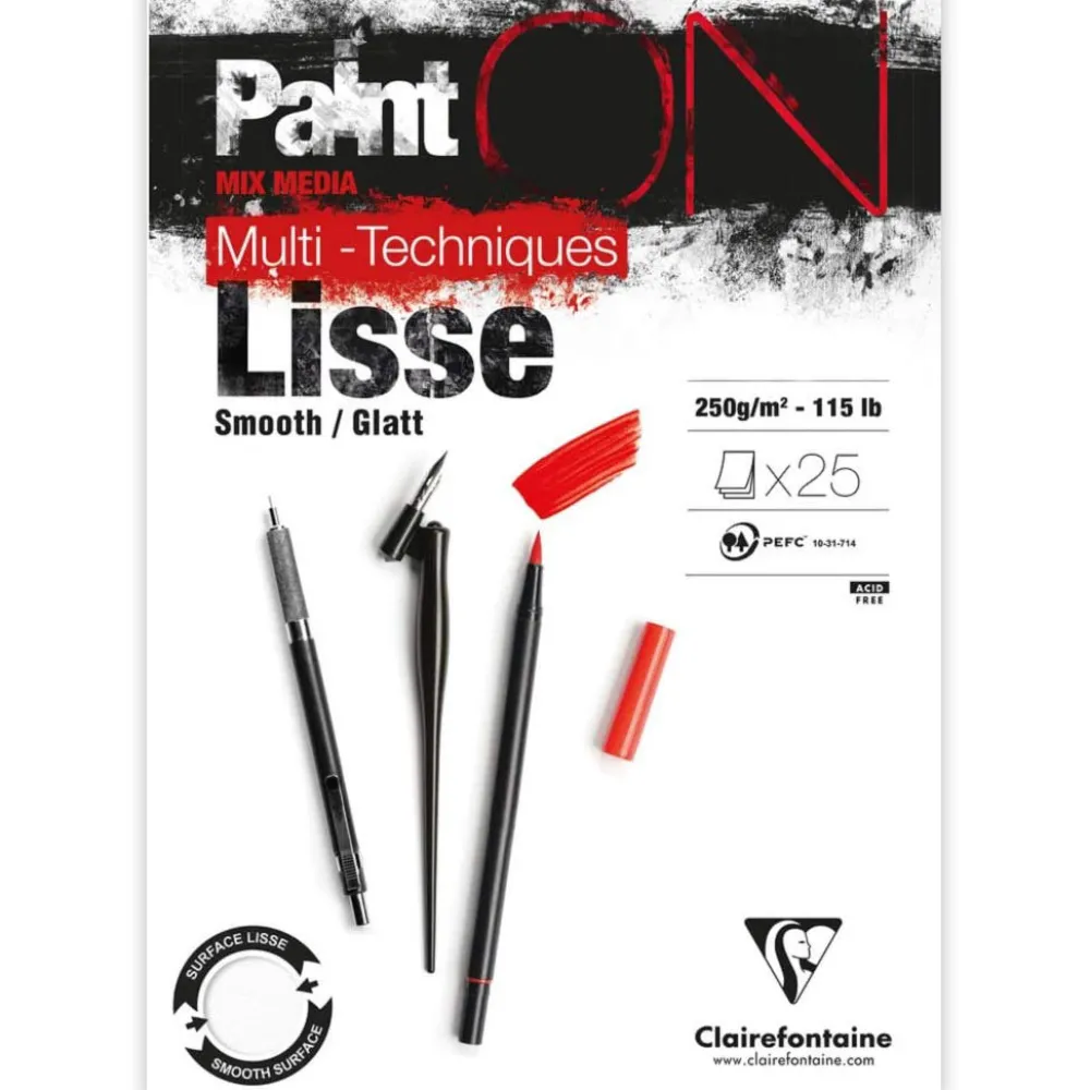 Clairefontaine Blok uniwersalny Paint'On Mixed Media - - gładki, A3, 250g, 25 ark.