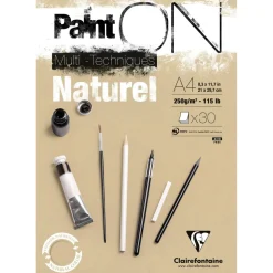 Clairefontaine Blok uniwersalny Paint'On Mixed Media - - naturalny, A4, 250g, 30 ark.