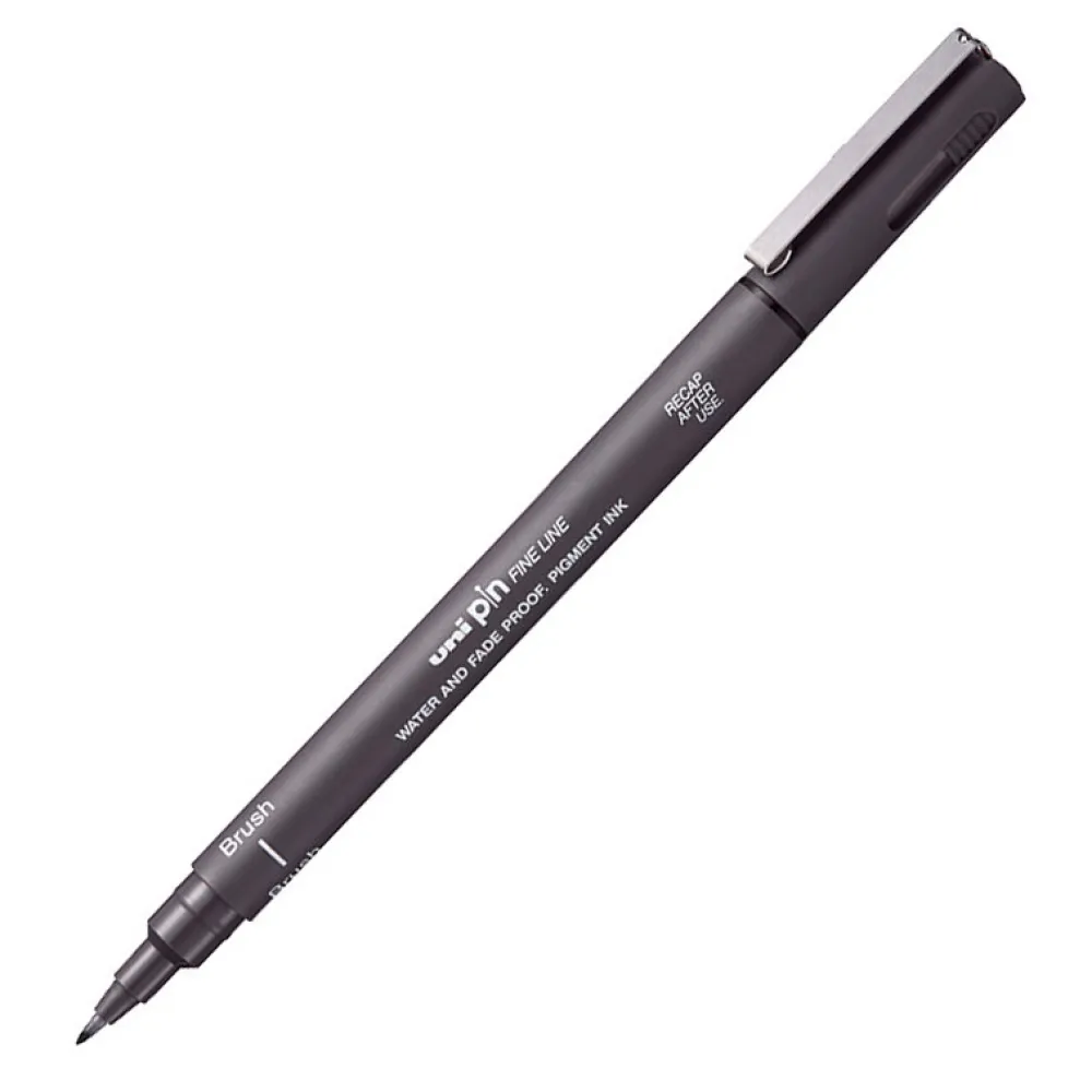 Uni Cienkopis kreślarski z pędzelkiem Pin Brush 200 - - ciemnoszary