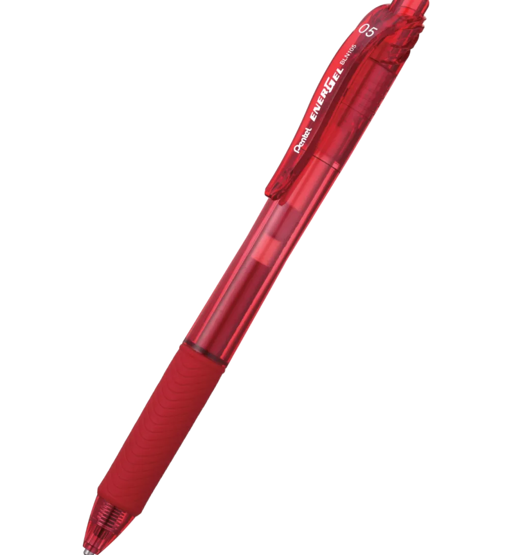 Pentel Cienkopis kulkowy EnerGel 105 - - czerwony, 0,5 mm
