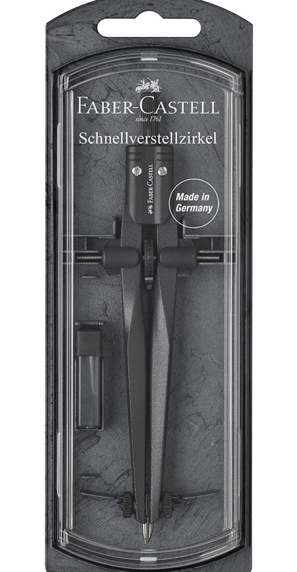 Faber-Castell Cyrkiel kreślarski Stream z etui - - Blackstone > Przybory Kreślarskie