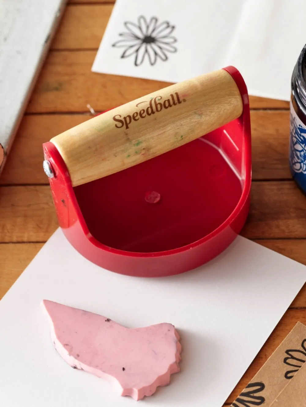 Speedball Docisk drukarski - - czerwony 10 cm
