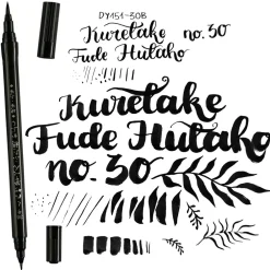 Kuretake Dwustronny pisak do kaligrafii Fude Hutaho - - czarny