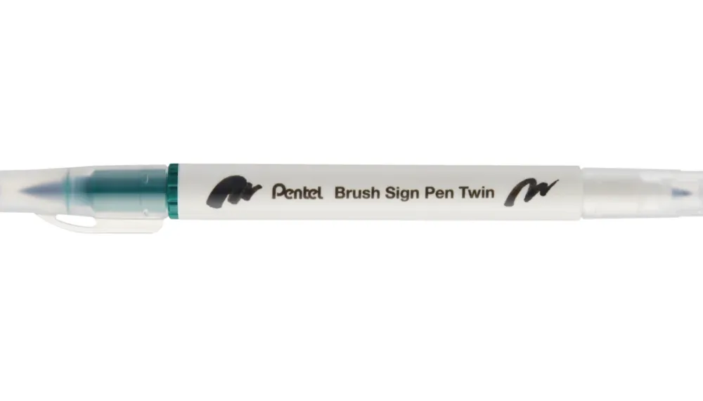 Pentel Dwustronny pisak pędzelkowy Brush Sign Pen Twin - - ciemnozielony