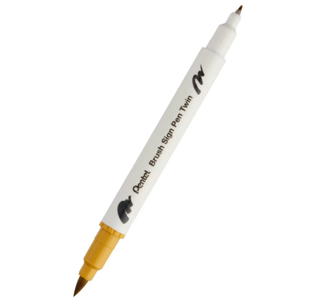 Pentel Dwustronny pisak pędzelkowy Brush Sign Pen Twin - - żółty > Pisaki Kaligraficzne
