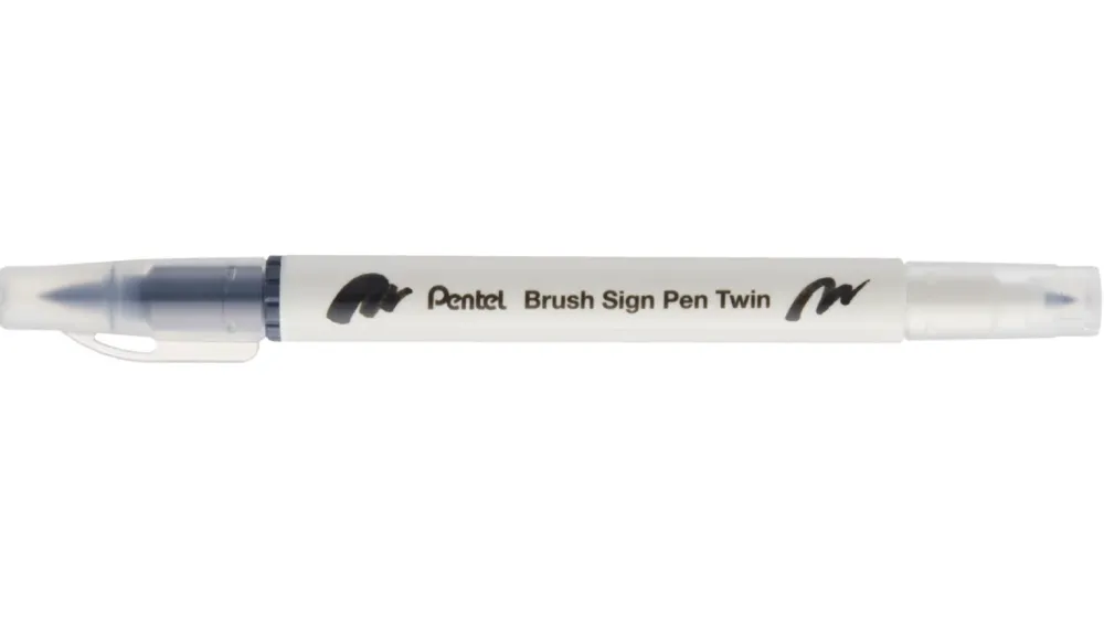 Pentel Dwustronny pisak pędzelkowy Brush Sign Pen Twin - - jasnoszary