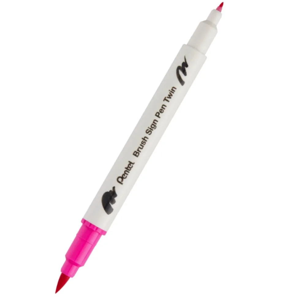 Pentel Dwustronny pisak pędzelkowy Brush Sign Pen Twin - - różowy > Pisaki Kaligraficzne