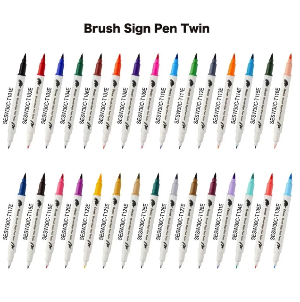 Pentel Dwustronny pisak pędzelkowy Brush Sign Pen Twin - - pomarańczowy > Pisaki Kaligraficzne