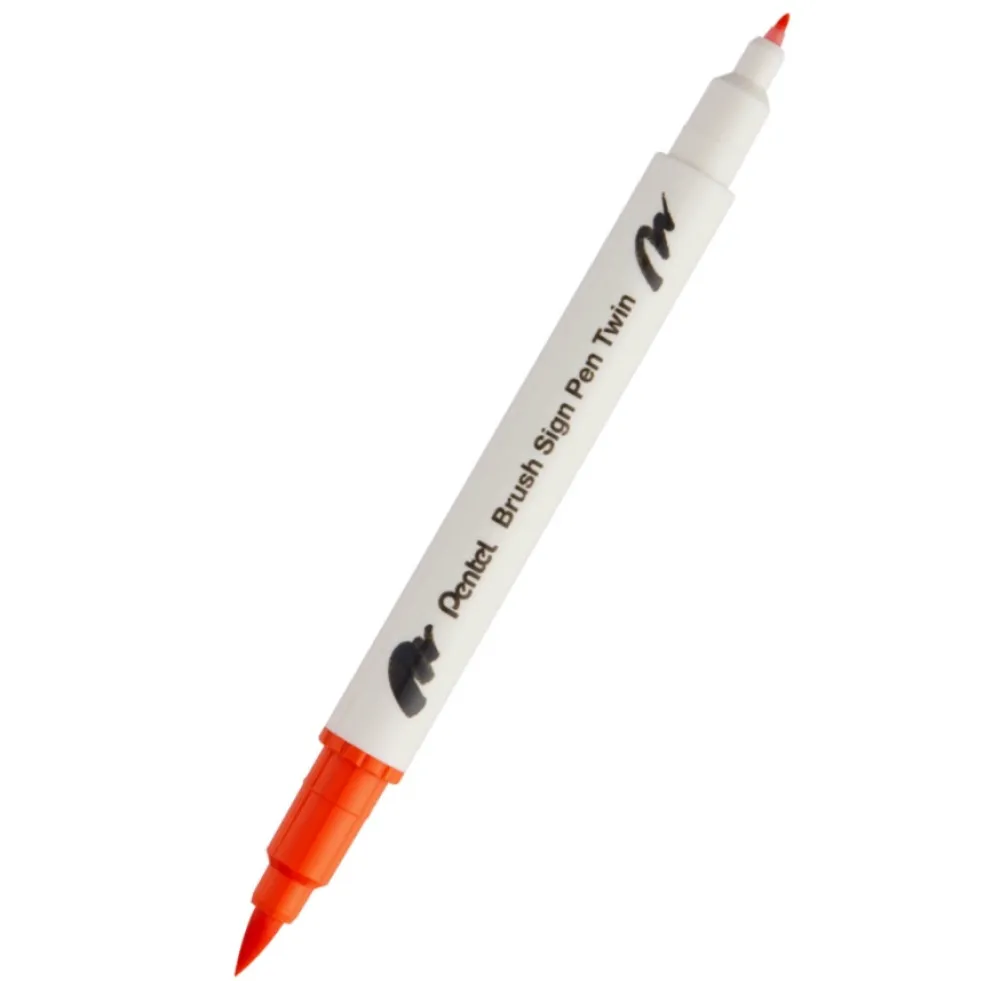 Pentel Dwustronny pisak pędzelkowy Brush Sign Pen Twin - - pomarańczowy > Pisaki Kaligraficzne