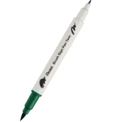 Pentel Dwustronny pisak pędzelkowy Brush Sign Pen Twin - - zielony ><noscript><img width=