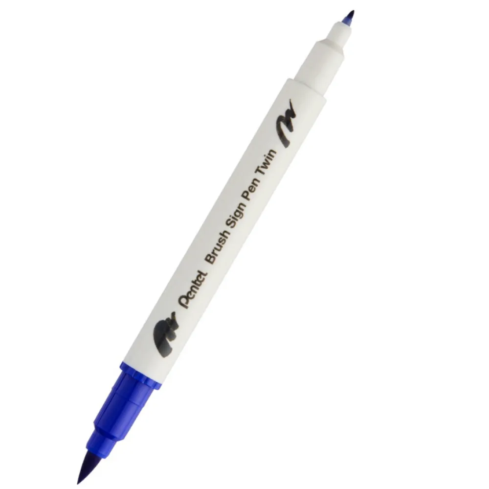 Pentel Dwustronny pisak pędzelkowy Brush Sign Pen Twin - - niebieski