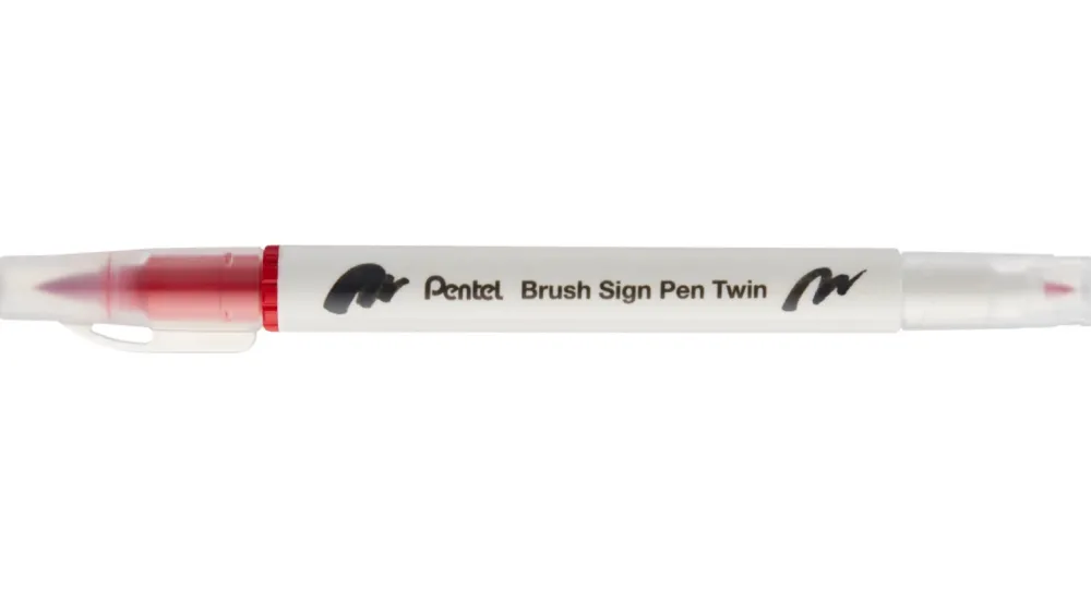 Pentel Dwustronny pisak pędzelkowy Brush Sign Pen Twin - - czerwony > Pisaki Kaligraficzne