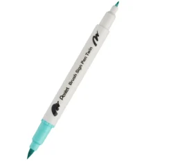 Pentel Dwustronny pisak pędzelkowy Brush Sign Pen Twin - - szmaragdowy