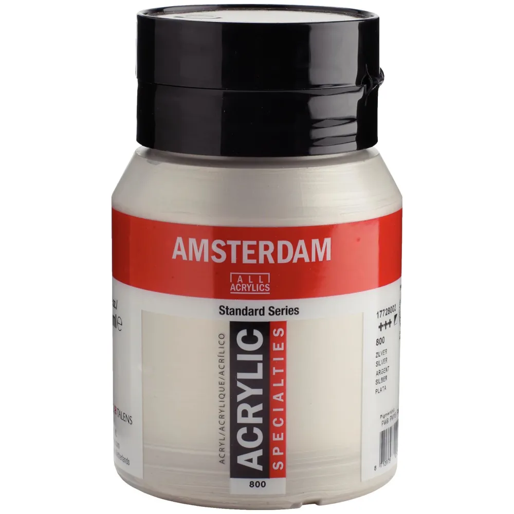 Amsterdam Farba akrylowa - - 800, Silver, 500 ml