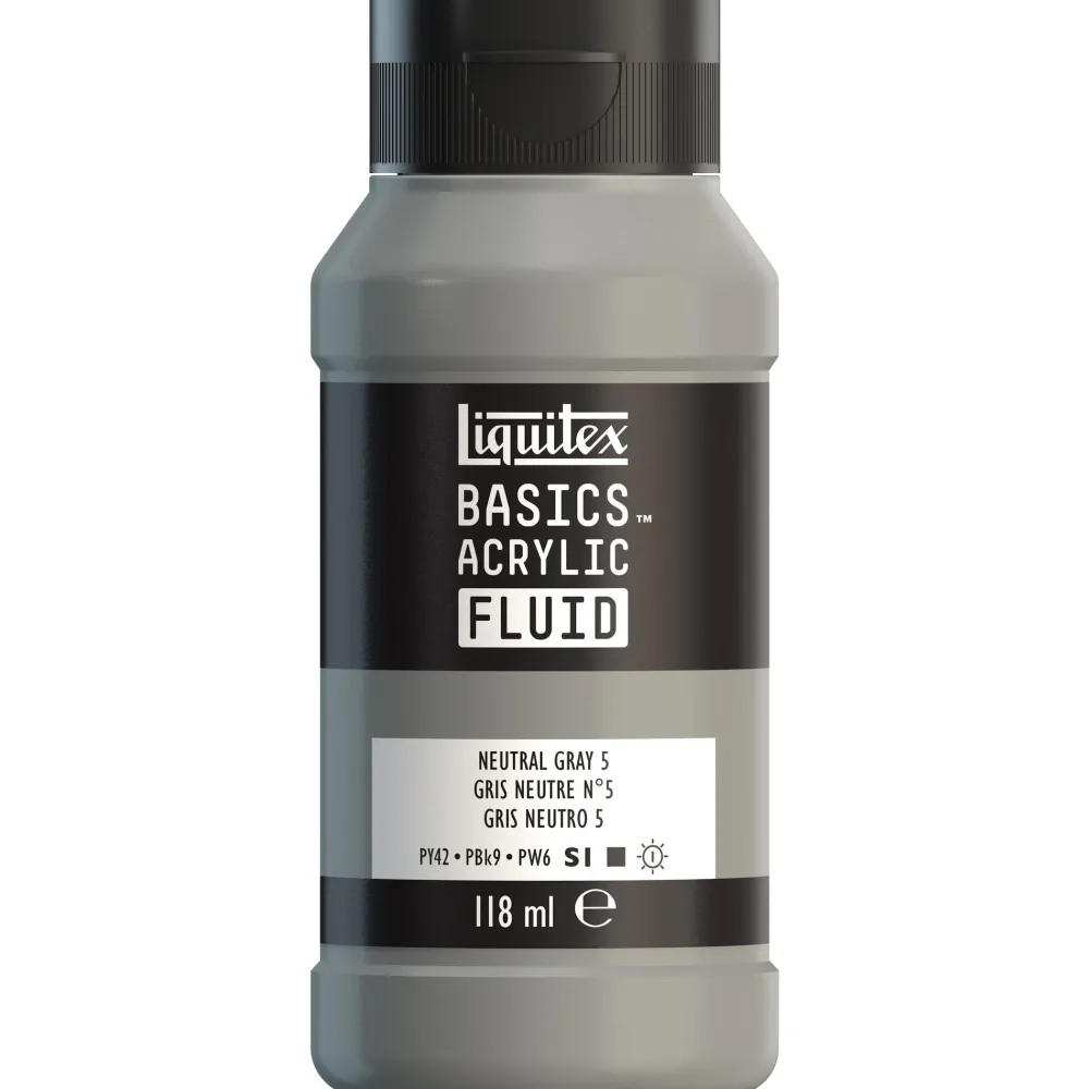 Liquitex Farba akrylowa Basics Acrylic Fluid - - 599, Neutral Gray 5, 118 ml