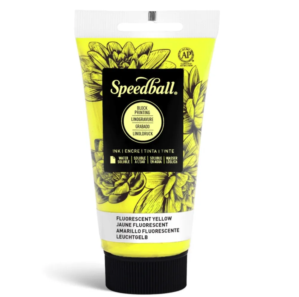 Speedball Farba do linorytu Water-Soluble Ink - - Fluo Yellow 75 ml