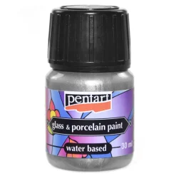 Pentart Farba do porcelany i szkła - - srebrna, 30 ml