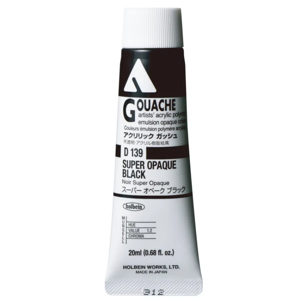 Holbein Farba gwasz Acryla Gouache - - Super Opaque Black, 20 ml