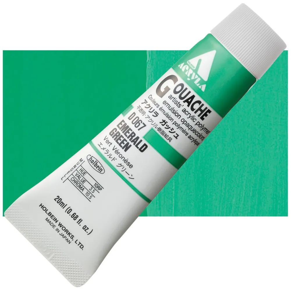 Holbein Farba gwasz Acryla Gouache - - Emerald Green, 20 ml