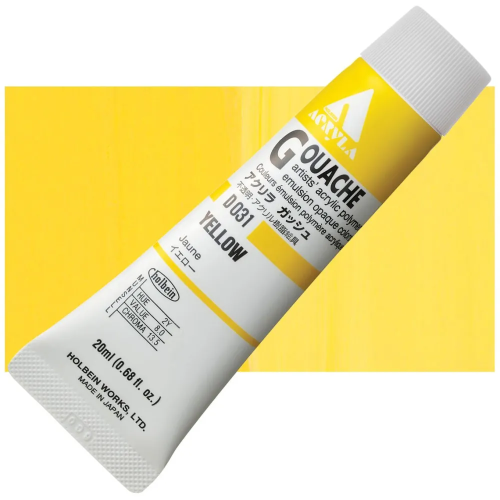 Holbein Farba gwasz Acryla Gouache - - Yellow, 20 ml