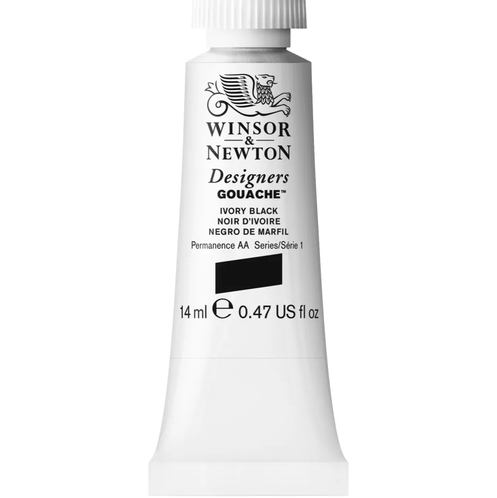 Winsor & Newton Farba gwasz Designers Gouache - - Ivory Black, 14 ml