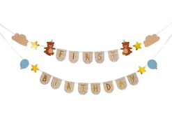 PartyDeco Girlanda First Birthday z misiami - 13 x 255 cm
