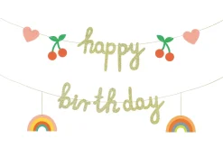 PartyDeco Girlanda Happy Birthday - brokatowa, 18 x 100 cm > Girlandy I Rozety