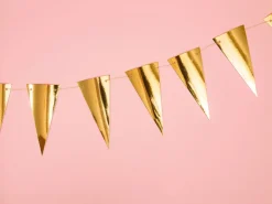 PartyDeco Girlanda z flagietkami - złota, 215 cm ><noscript><img width=