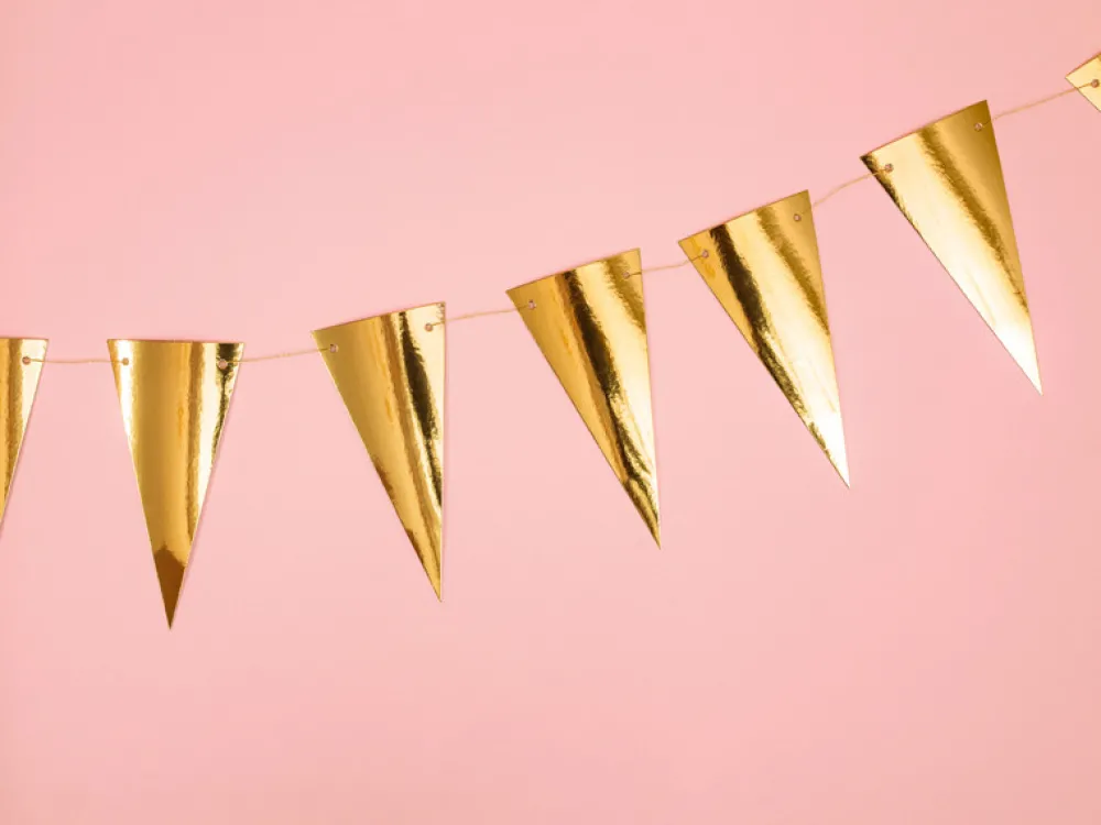 PartyDeco Girlanda z flagietkami - złota, 215 cm > Girlandy I Rozety
