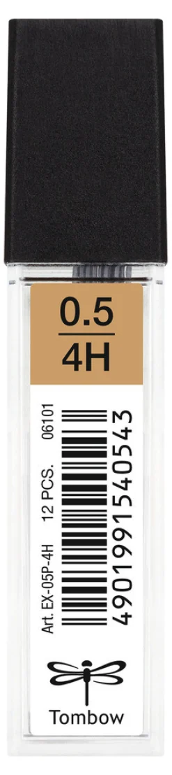 Tombow Grafity do ołówków, 0,5 mm - - 4H, 12 szt. > Wkłady Do Ołówków