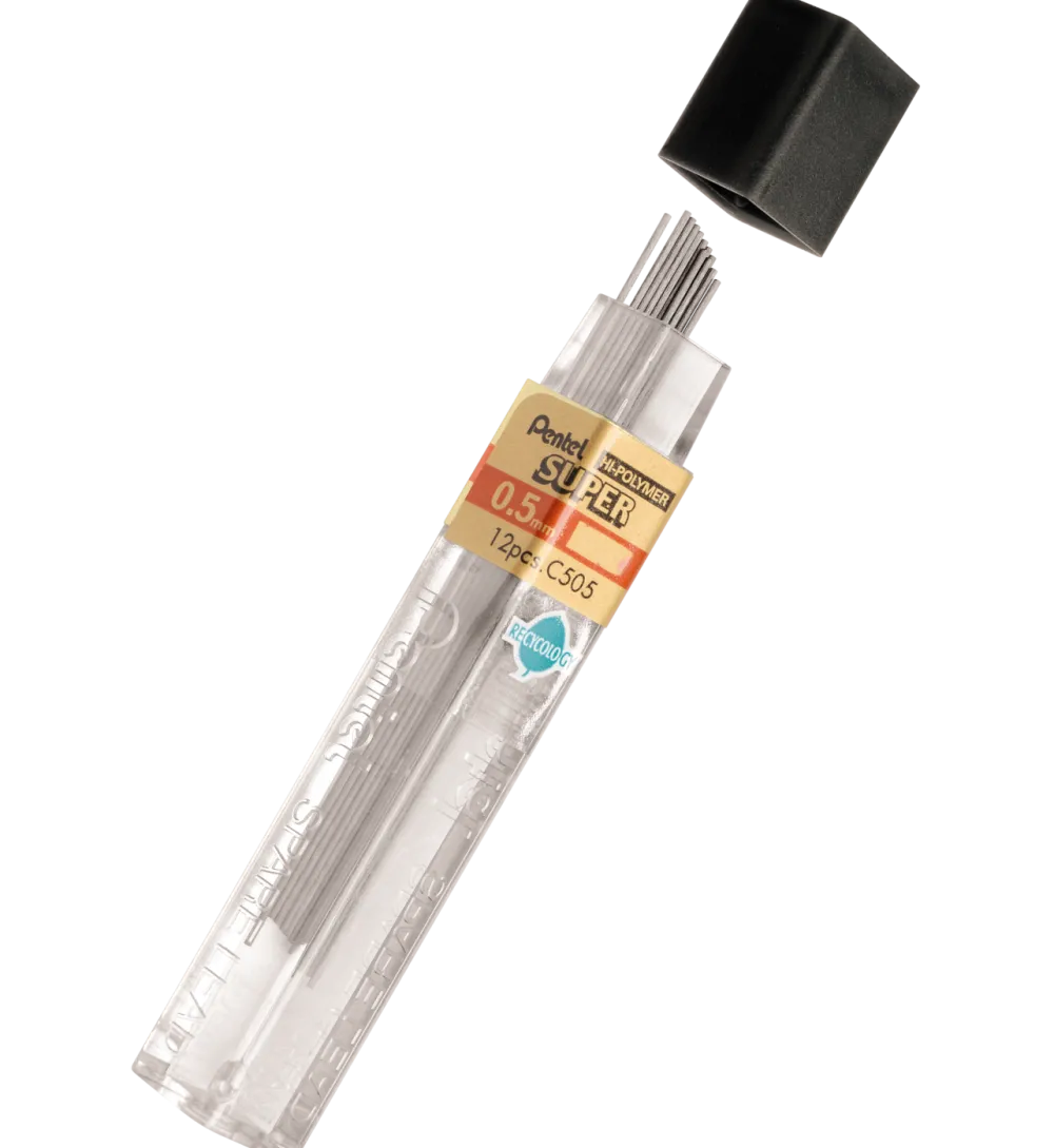 Pentel Grafity do ołówków Super Hi Polymer 0,5 mm - - 2B, 12 szt.