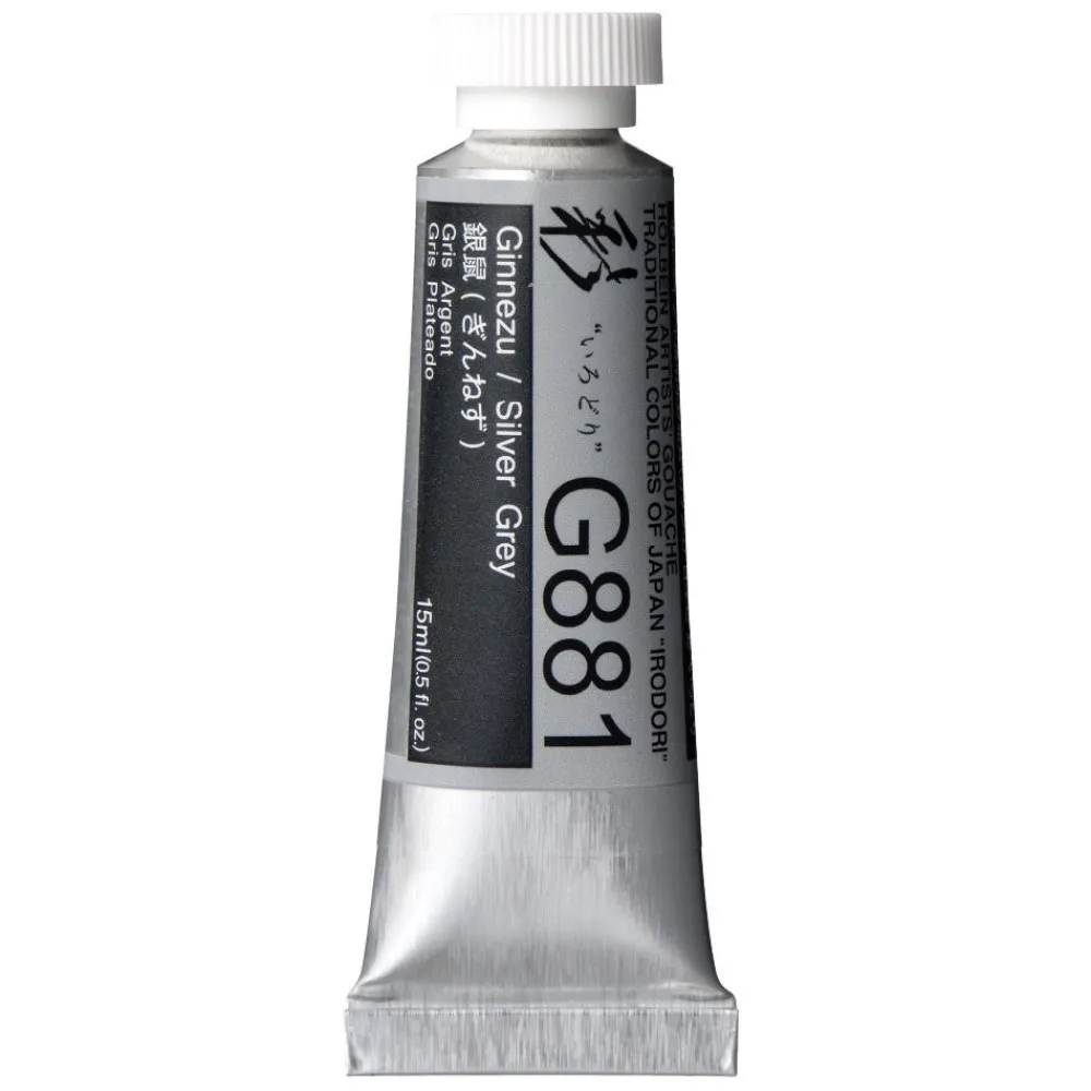 Holbein Gwasz Artists’ Gouache Irodori - - Silver Grey, 15 ml