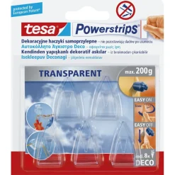 Tesa Haczyki samoprzylepne Powerstrips Deco - - przezroczyste, 5 szt. > Kleje I Taśmy Klejące
