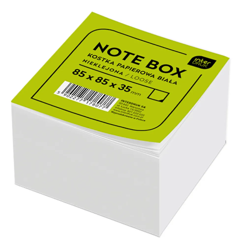 Interdruk Karteczki nieklejone Note Box - - białe, 8,5 x 8,5 x 3,5 cm