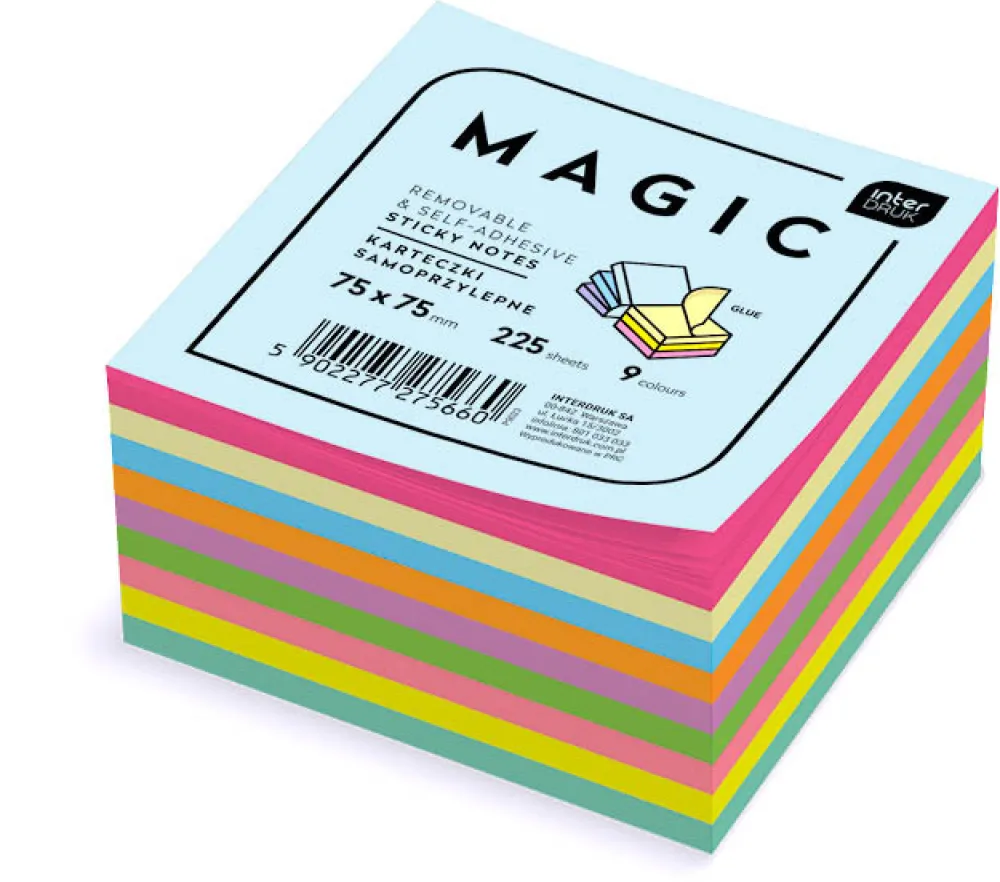 Interdruk Karteczki samoprzylepne Magic - - 9 kolorów, 225 szt.