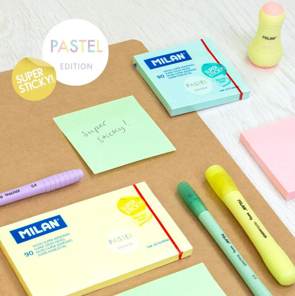 Milan Karteczki samoprzylepne Sticky Notes - - niebieskie, 90 szt.