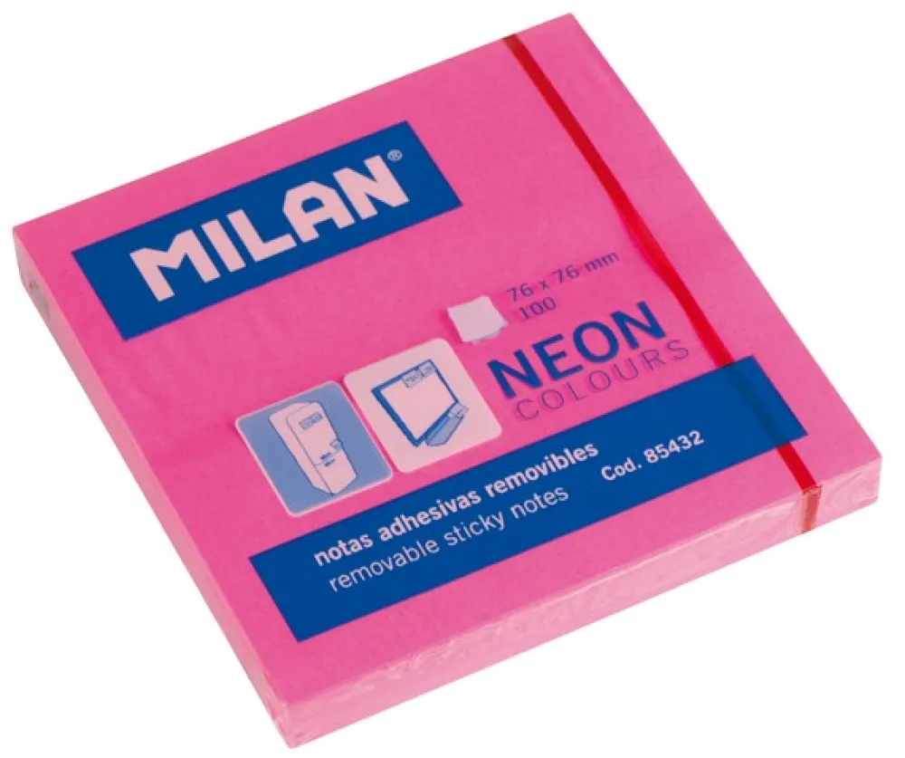 Milan Karteczki samoprzylepne 76 x 76 mm - - różowe, 100 szt.