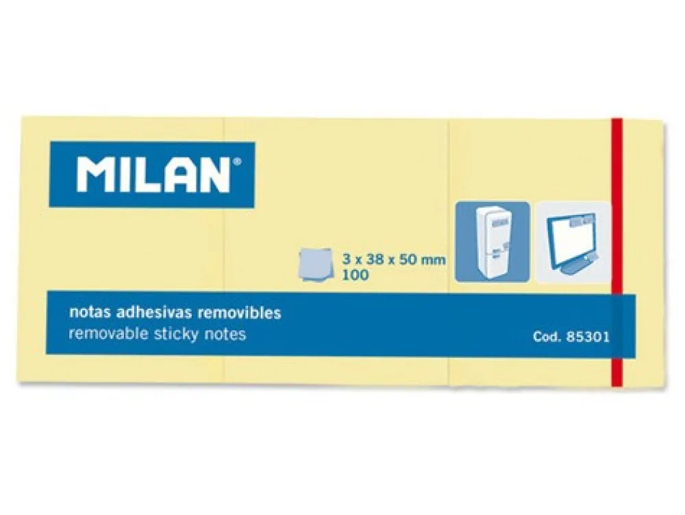 Milan Karteczki samoprzylepne 38 x 50 mm - - żółte, 300 szt.