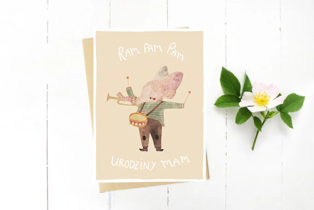 Cudowianki Kartka okolicznościowa - - Ram Pam Pam, 12 x 17 cm