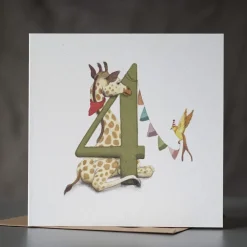 Hi Little Kartka okolicznościowa - - Żyrafa, 4 urodziny