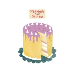 PiesKot Kartka okolicznościowa - - Spóźnione ale szczere, 14,5 x 14,5 cm