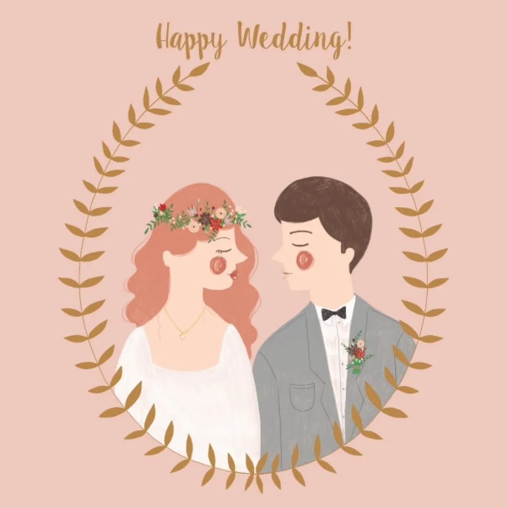 PiesKot Kartka okolicznościowa - - Happy wedding, 14,5 x 14,5 cm