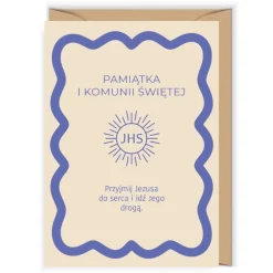 Cudowianki Kartka okolicznościowa 12 x 17 cm - - Komunia IHS