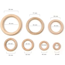 Kółko pierścień drewniany do makramy - 33 mm > Obręcze Drewniane