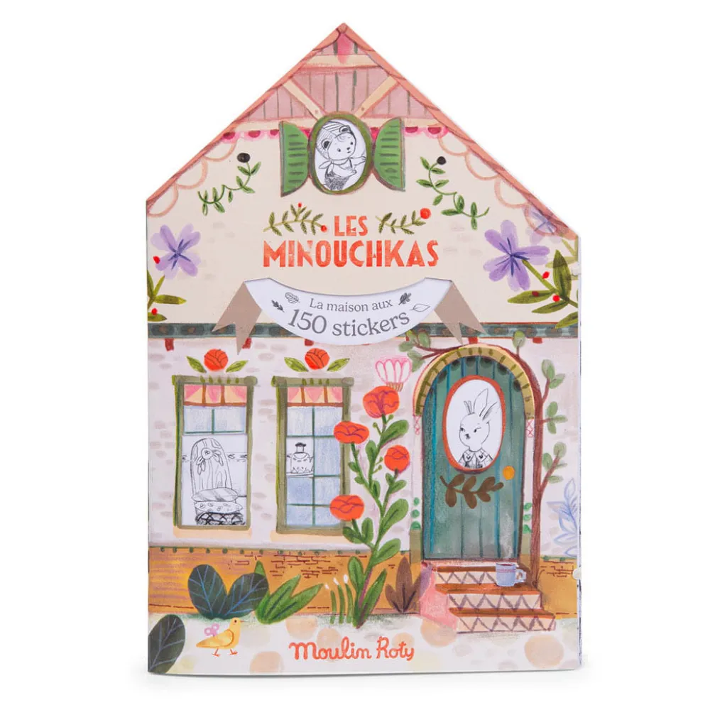 Moulin Roty Kolorowanka domek z naklejkami - - Les Minouchkas > Kolorowanki
