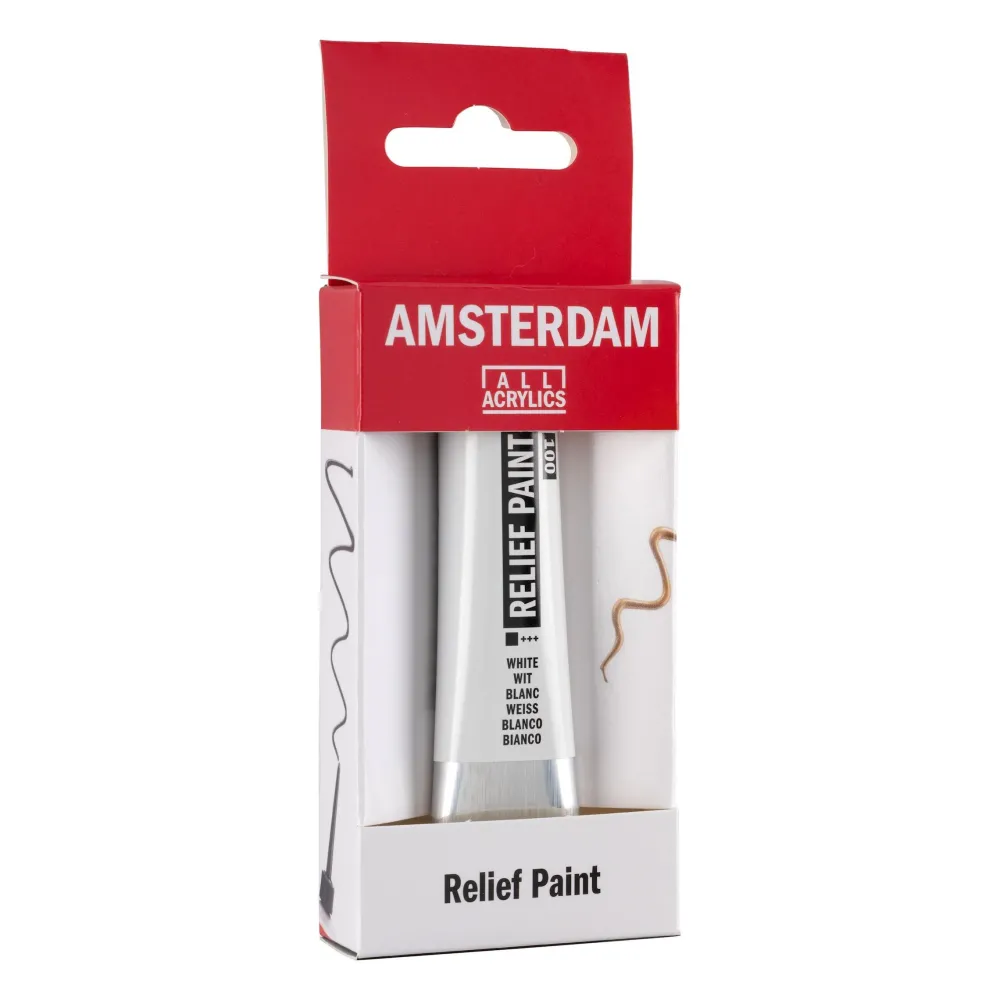 Amsterdam Konturówka do szkła Relief - - White, 20 ml