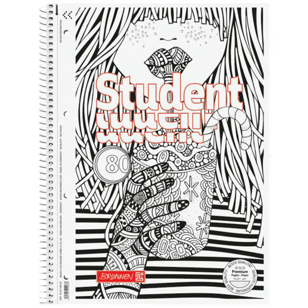 Brunnen Kołozeszyt w kratkę Student Koktajl A4 - - 90 g/m2 80 ark. > Notatniki W Kratkę